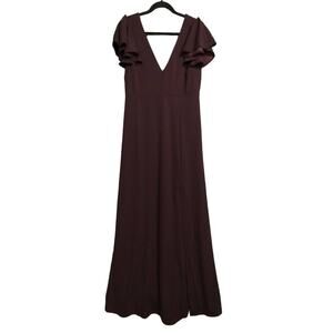 Birdy Grey Hannah Empire A Line Dress XXL Cabernet Red Solid Lined Maxi New